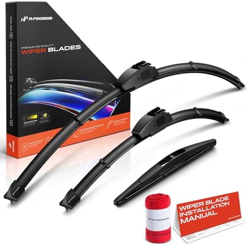 A-Premium 26"+16"+10" Windshield Wiper Blades with Wear Indicator & Towel