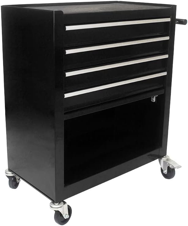 4 Drawer Tool Cart on Wheels, Rolling Tool Cart, Heavy Duty Utility Industrial Service Cart Storage Organizer with Locking System，Drawers Rolling Tool Box Organizer Tool Case for Garage, Repair Shop
