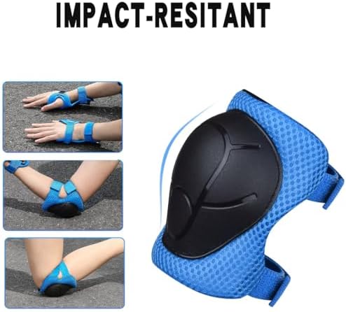 Protective Gear Set, Knee Pads for Kids 3-10 Years Old, Toddler Elbow Pads, Wrist Guards, Skating Cycling Bike Rollerblading Scooter (Blue, Small（3-8years)