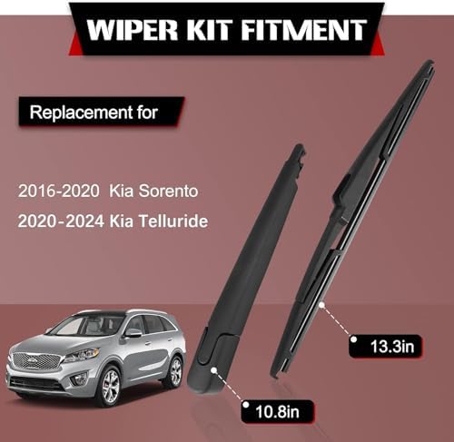 OTUAYAUTO Rear Windshield Wiper Arm- Replacement for 2016-2020 KIA Sorento, Telluride 2020-2024 Back Window Wiper Blade Arm and Blade Accessories Assembly