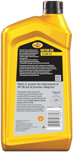 Pennzoil 10W-40 Motor Oil, 1 Quart (6 Pack)