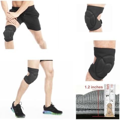 Work Knee Pads for Men Women, Foam with Adjustable Straps, Black M, 1 Pair