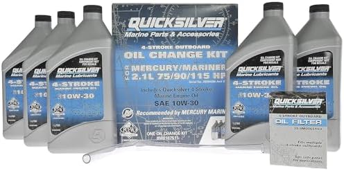 Quicksilver 4-Stroke Oil Change Kit – for Mercury Outboard Engines – 15, 20, 25, 30, 40, 50, 60, 75, 90, 115, 150, 175, 200, 225, 250, 300, 350, 400 HP