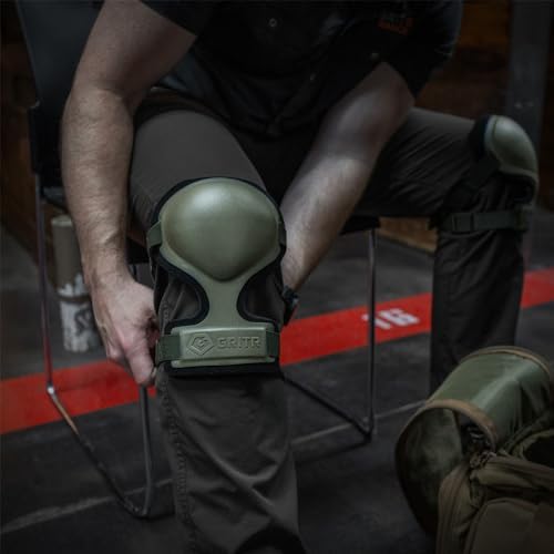 GRITR Tactical Knee Pads - Heavy Duty Knee Protectors, Range Green