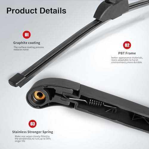 Replacement for Hyundai Elantra GT, I30 2012-2017 Vehicles, Rear Windshield Back Wiper Arm Blade Set - OTUAYAUTO Factory OEM Replacement 98811A5000
