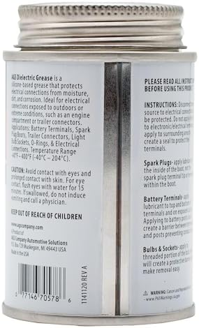 AGS Dielectric Grease for Electrical Connectors – 4oz Silicone Grease for Spark Plugs, Battery Terminals, Wiring & Connectors, Made in USA Since 1931, Brush-Top Can for Precise, Mess-Free Application