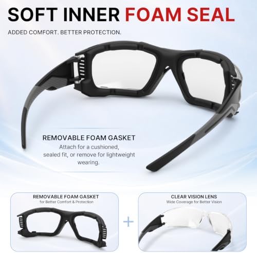 12 Pack Safety Glasses for Men, Bulk Pack Clear Protective Eyewear for Work