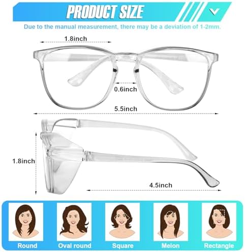 4 Pack Safety Glasses Goggles For Women Anti Fog, Cute Protective Eyewear for Nurses, ANSI Z87+ Anti-Blue Light