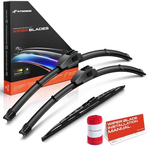 A-Premium 22"+21"+13" Windshield Wiper Blades with Wear Indicator & Towel