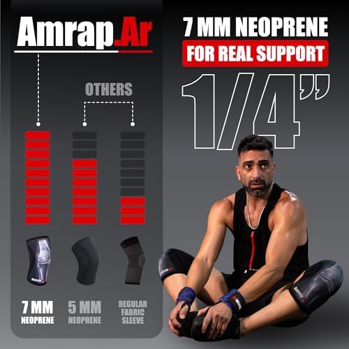 7mm Knee Sleeves (size M - Pair) | Neoprene Knee Sleeve for Weightlifting Men and Women & Powerlifting | High-Performance Gym Reaper Knee Sleeves Compression Support for Squats, Weight Lifting