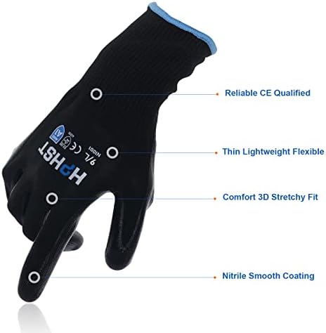 Work Gloves for Men-12 Pairs, Nitrile Coated Work Gloves with Grip, Touchscreen & Oil Resistant Gloves