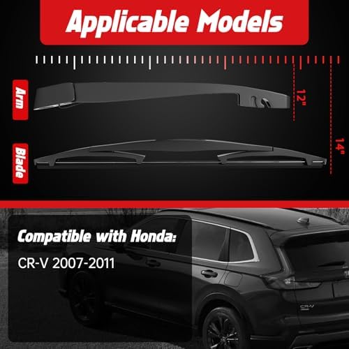 OTUAYAUTO Rear Windshield Wiper Arm Blade Replacement for Honda CRV CR-V 2007-2011 Rear Wiper Kits Assembly Complete Set OEM 76720-SWA-003 Accessories Parts