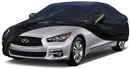 Kaugung 7 Layers Car Cover Custom Fit Infiniti Q50 from 2013 to 2025, Outdoor Waterproof All Weather Sun Rain Dust Snow Protection with Zipper Door.