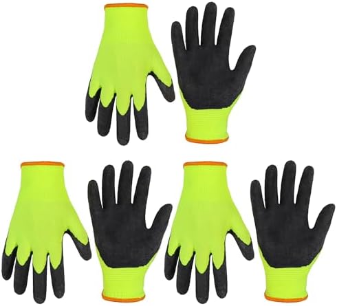 HANDLANDY 3 Pairs Kids Gardening Gloves, Grippy Kids Work Gloves, S