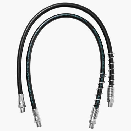 Grease Gun 2PCS 18" Spring Flex Grease Gun Hose, 10000 PSI High Pressure Quick Release Grease, Compatible with All Grease Guns 1/8" NPT Grease Gun Fittings