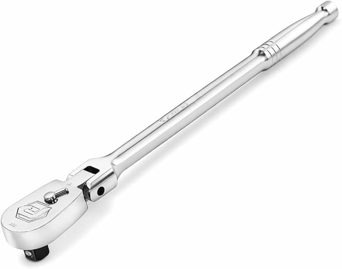 Powerbuilt 3/8" Drive Flex Head Extra Long Ratchet Handle, 11.5 Length Long Reach Seal Head Ratchet, 72 Tooth Gear-649934