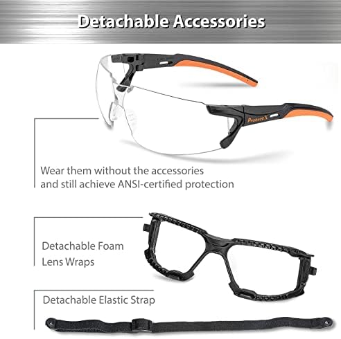 ProtectX Classic Safety Glasses, Anti-Fog Scratch Resistant Lenses