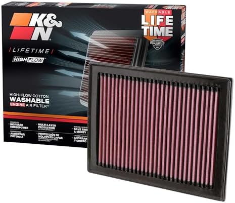 K&N High-Flow Original Lifetime Engine Air Filter: Increase Power: Premium, Washable: Compatible with 2008-2022 Chervolet/Infiniti/Nissan: (See Product Description for Select Models) 33-2409