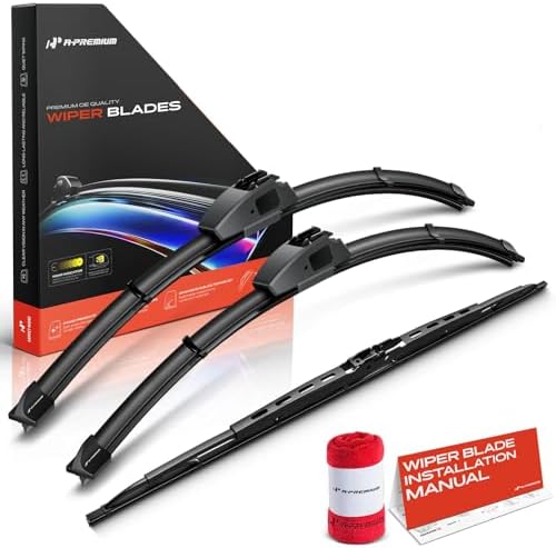 A-Premium 24"+21"+22" Windshield Wiper Blades with Wear Indicator & Towel