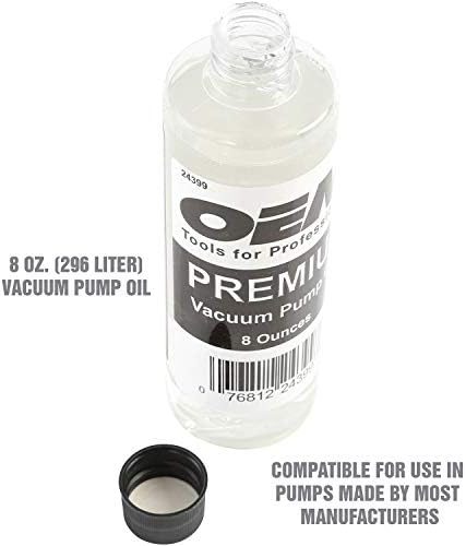 OEMTOOLS 24399 Vacuum Pump Oil, 8 oz, Hydrotreated, 8oz Vacuum Oil Change Tool Accessory, Widely Compatible for Fluid Pump, Automotive, Electrical, and Mechanical Systems