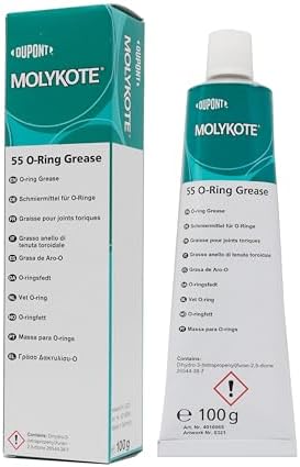 Molykote 55 O-Ring Grease 100g Lubricant Sealing for Rubber O-Ring Seal Valve Metal Pneumatic System Aircraft Automotive Heat Stable Oxidation Resistant Off White General Industrial Application