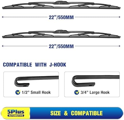 5 PLUS 22" Wiper Blades 2 Pack fits Ford F150 F250 F350 F450 F550 2009-2026