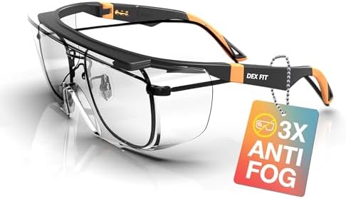 DEX FIT Safety Glasses SG210 Series - Anti-Fog & Scratch Resistant Z87.1 Certified, Adjustable Temples