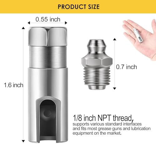 Grease Gun Push on Coupler with 1/8 Inch NPT Threads, Match with 1/8 Inch NPT Grease Hose