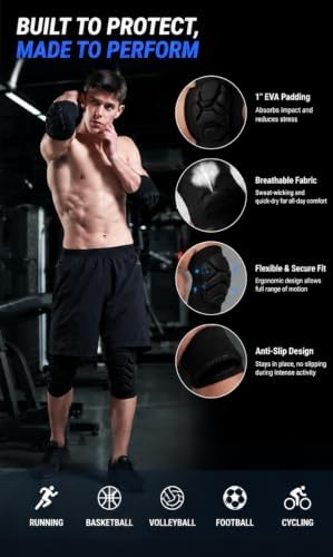 1 Pair Volleyball Elbow Pads & Knee Pads, Elbow Guard Baseball Elbow Pads for Men Women, Skate Pads Skateboard Pads Skating Protective Gear Adult, Soft Padded Elbow Sleeves Knee Sleeves for Volleyball Baseball Biking Roller Skating (Large)