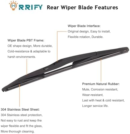Rear Windshield Wiper Arm Blade Set 15232653 for Chevy Trailblazer 2007-2009, for GMC Envoy 2007-2009, for Buick Rainier 2006-2007, for Saab 9-7x 2006-2009 Back Windshield Wiper Assembly