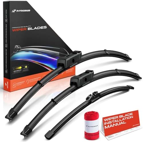 A-Premium 24"+20"+14" Windshield Wiper Blades with Wear Indicator & Towel