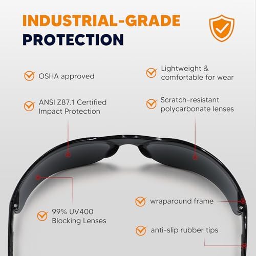 Tinted Safety Glasses 24 Pack, Safety Sunglasses Bulk UV Protection & ANSI Z87.1, Protective Eyewear Scratch Impact Resistant Safety Goggles for Men Women Construction, Shooting, Lab Work Smoke Grey