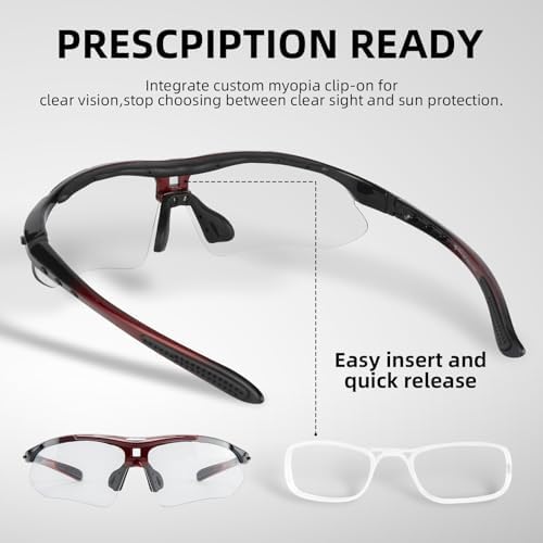 ROCKBROS Photochromic Pickleball Glasses Men Women UV400 & Head Strap