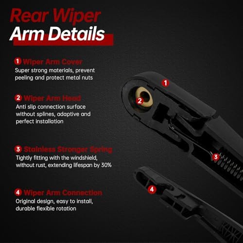 OTUAYAUTO Rear Wiper Arm Blade Set - Replacement for Toyota Corolla IM 2017-2018, Factory Style Back Wiper Cover Accessories Assembly for Rear Window, OEM 55262JG
