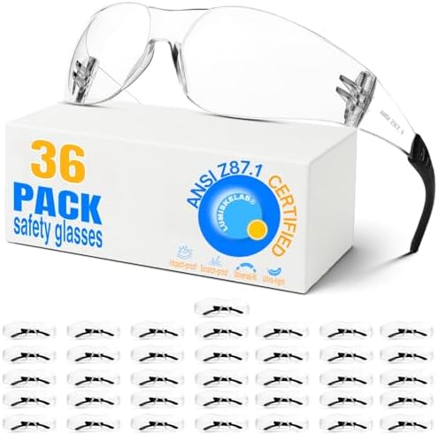 Safety Glasses Ansi Z87.1 Clear Safety Glasses Bulk Impact Scratch Resistant Lens Protective Eyewear for Men Women