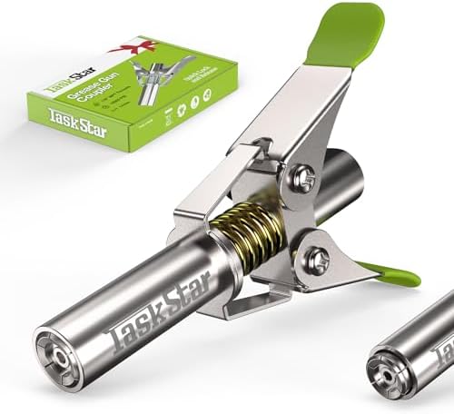 TaskStar 12000 PSI Grease Gun Coupler, Quick Release & 6-Jaw Secure Lock