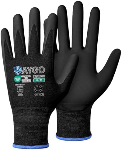 KAYGO Safety Work Gloves, MicroFoam Nitrile Coated, Men Women,KG18N