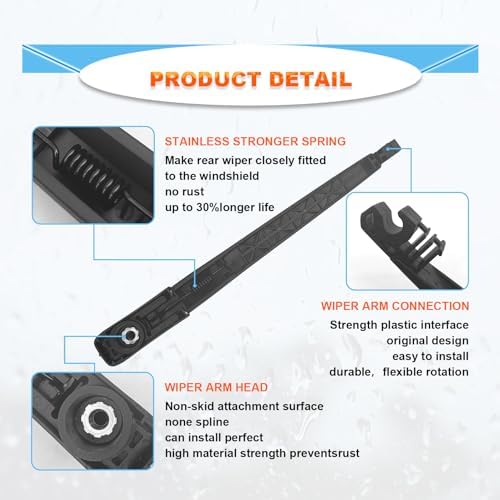 Rear Windshield Wiper Blade Kits, Compatible With Grand Cherokee 2014-2022, 11" (280mm), OEM: 68197131AA