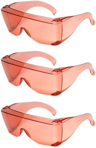 Calabria 3000 Fitover Safety Glasses with Uni-Lens – [Pink Fl-41-3 Pack] Wrap Around Eye Protection | Anti-Fog Scratch Resistant | Protective Eyewear