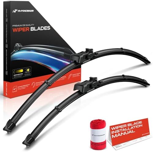 A-Premium 26" + 23" Windshield Wiper Blades with Wear Indicator & Towel