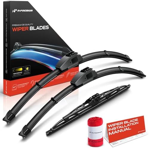 A-Premium 21"+21"+11" Windshield Wiper Blades with Wear Indicator & Towel