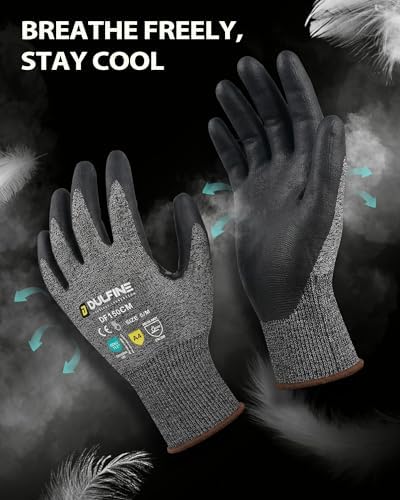 DULFINE A3/A4/A9 Cut Resistant 2/3/6/12 Pairs Work Gloves for Men & Women