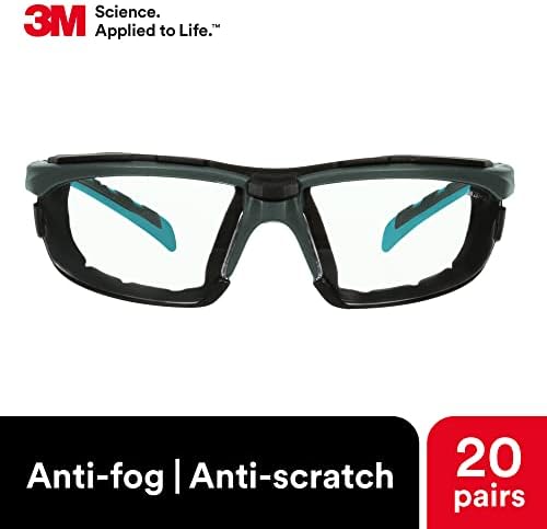 3M Safety Glasses, Solus 2000, Clear Lens, Gray/Teal Frame, Foam Gasket