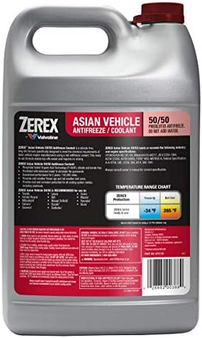 Zerex Asian Vehicle Red Silicate and Borate Free 50/50 Prediluted Ready-to-Use Antifreeze/Coolant 1 GA, Case of 6