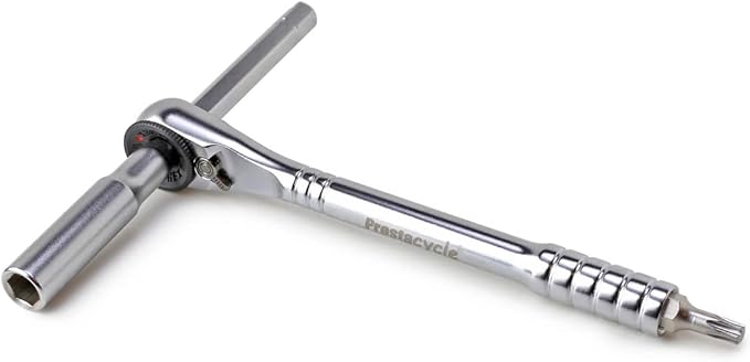 Prestacycle Pro T-Handle Ratchet and Extension, Portable Tool for use with standard 1/4 Hex Bits (not included), 60Nm Heavy-Duty & Compact Tools For Bicycle (Ratchet & Extension Only)