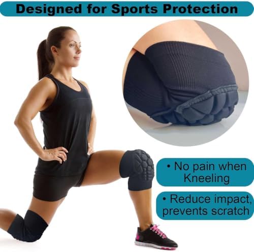 Men Women Knee Pads for Volleyball, Soft Breathable Elastic Sleeve, Black L