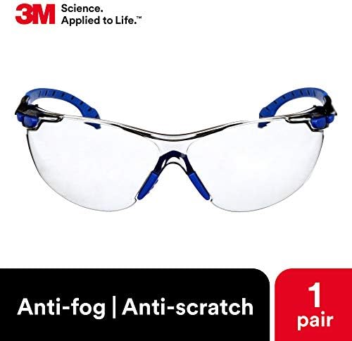 3M Safety Glasses, Solus 1000, Indoor/Outdoor Gray Lens, Blue/Black Frame