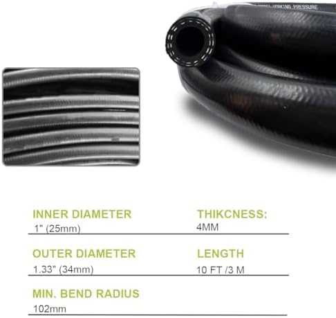 1 inch 25mm Heater Hose 100PSI R3 Coolant Radiator Line Suitable for Coolant, Water, Antifreezer