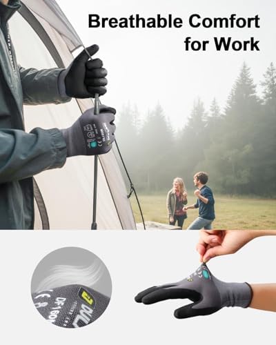DULFINE MicroFoam Nitrile Coated 3 Pairs Work Gloves for Men Grey XL