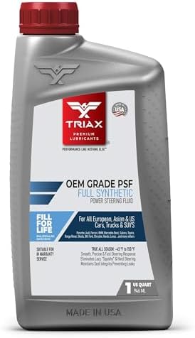 TRIAX OEM Grade PSF Power Steering Fluid, Synthetic, Universal, Arctic Grade -50 Cold Flow, Fits Most Asian, US, and European Cars, Full Synthetic with Esters, Widest Spec Application (1 Quart)